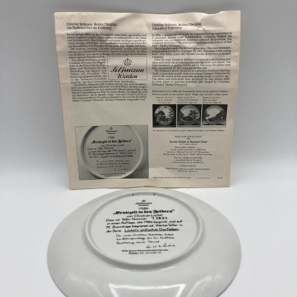 Von Christian Luckel In The Fields At Harvest Time Vintage Collectible Plate - Picture 4 of 6